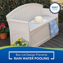 Load image into Gallery viewer, Suncast 50 Gallon Patio Bench with Storage - Decorative Resin Outdoor Patio Bench for Deck, Patio, Garden, Backyard - Ideal for Storing Toys, Cushions, Tools - Taupe ()