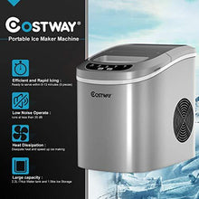 Load image into Gallery viewer, COSTWAY Countertop Ice Maker, 26LBS/24H Portable and Compact Ice Maker Machine, Ice Cubes Ready in 6 Mins, Electric High Efficiency Express Clear Operation Control Panel with Ice Scoop (Silver)