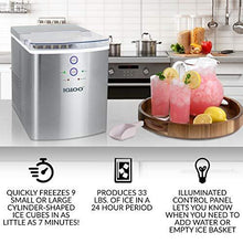 Load image into Gallery viewer, Igloo ICEB33SS Large-Capacity Stainless Steel Automatic Portable Electric Countertop Ice Maker Machine, 33 Pounds in 24 Hours, 9 Cubes Ready in 7 minutes, With Scoop and Basket