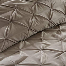 Load image into Gallery viewer, Madison Park Essentials Room in a Bag Faux Silk Comforter Set-Luxe Diamond Tufting All Season Bedding, Matching Curtains, Decorative Pillows, Queen(90"x90"), Taupe