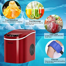 Load image into Gallery viewer, COSTWAY Ice Maker for Countertop, 26LBS/24H Portable and Compact Ice Maker Machine, Ice Cubes Ready in 6 Mins, Electric High Efficiency Express Clear Operation Control Panel with Ice Scoop (Red)