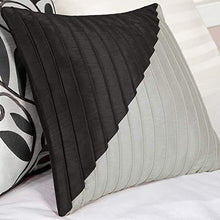 Load image into Gallery viewer, Madison Park Amherst Faux Silk Comforter Set-Casual Contemporary Design All Season Down Alternative Bedding, Matching Shams, Bedskirt, Decorative Pillows, Queen(90"x90"), Black, 7 Piece