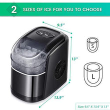 Load image into Gallery viewer, Kismile Counter top Ice Maker Machine with Self-Cleaning, 26LBS/24H Compact Automatic Ice Maker,9 Cubes Ready in 6-8 Minutes,Portable Ice Cube Maker, Perfect for Home/Kitchen/Office/Bar (Black)