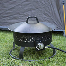 Load image into Gallery viewer, Bond Manufacturing 67836 54,000 BTU Aurora Camping, Backyard, Tailgating, Hunting and Patio. Locking Lid & Carry Handle Portable Steel Propane Gas Fire Pit Outdoor Firebowl, 18.5", Bronze