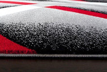 Load image into Gallery viewer, 2305 Gray Black Red White Swirls 5'2 x7'2 Modern Abstract Area Rug Carpet by Persian-Rugs