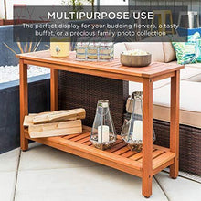 Load image into Gallery viewer, Best Choice Products 48in 2-Shelf Eucalyptus Wood Console Table Indoor Outdoor Multifunctional Buffet Bar Storage Organizer w/Natural Finish, Sliders
