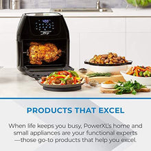 Load image into Gallery viewer, PowerXL Air Fryer Pro, Crisp, Cook, Rotisserie, Dehydrate; 7-in-1 Cooking Features; Deluxe Air Frying Accessories; 3 Recipe Books (6 Qt, Black)