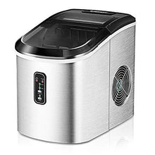 Load image into Gallery viewer, Euhomy Ice Maker Machine Countertop, 26 lbs in 24 Hours, 9 Cubes Ready in 6 Mins, Electric ice maker and Compact potable ice maker with Ice Scoop and Basket. Perfect for Home/Kitchen/Office.(Sliver)