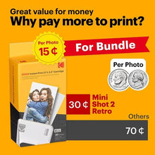 Load image into Gallery viewer, Kodak Mini Shot 2 Retro | 68-Sheet Bundle | Portable Wireless Instant Camera & Photo Printer, Compatible with iOS & Android and Bluetooth Devices, Real Photo (2.1x3.4) 4Pass Technology - Yellow