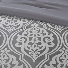 Load image into Gallery viewer, Madison Park Essentials Jordan Cozy Room in A Bag Comforter & Complete Sheet Set, Window Treatment, Luxe Jacquard Damask Print, All Season Bedding, Pillows, Queen(90"x90"), Grey 24 Piece