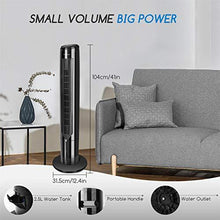 Load image into Gallery viewer, Aigostar Cooling Tower Fan with Remote Oscillating Quiet Bladeless Evaporative Air Cooler Humidifier for Room, Water Tank, LED Display, 1-9H Timer, 40", Black