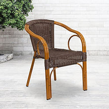 Load image into Gallery viewer, Flash Furniture Cadiz Series Red Bamboo-Aluminum Indoor-Outdoor Restaurant-Patio Chair with Dark Brown Rattan