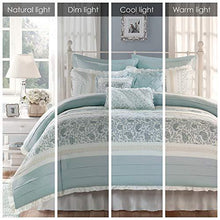 Load image into Gallery viewer, Madison Park Dawn Queen Size Bed Comforter Set Bed In A Bag - Dawn shabby Chic, Blue – 9 Pieces Bedding Sets – 100% Cotton Percale Bedroom Comforters
