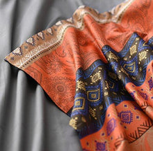 Load image into Gallery viewer, Bohemian Duvet Cover Striped Ethnic Boho Reversible Southwestern 400TC Cotton Bedding 3pc Set Navy White Copper Modern Geo Aztec Print (Queen, Fire Orange)