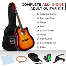 Load image into Gallery viewer, Best Choice Products 41in Full Size Beginner All Wood Cutaway Acoustic Guitar Starter Set with Case, Strap, Capo, Strings, Picks, Tuner - Sunburst
