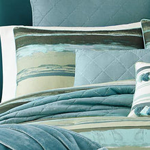 Load image into Gallery viewer, Five Queens Court Forest Cameron Watercolor Stripe 3 Piece Comforter Set, Green, Full/Queen 92x96