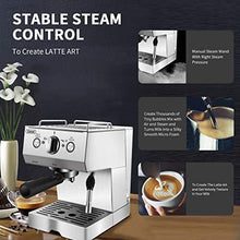 Load image into Gallery viewer, Espresso Machine 15 Bar with Milk Frother, Expresso Coffee Machine for Espresso, Latte and Mocha, 1.5L Removable Water Tank and Double Temperature Control System, Classial, Sliver, 1050W