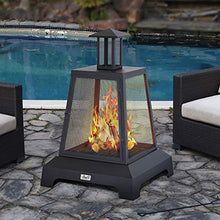 Load image into Gallery viewer, Chimenea Fireplace Outdoor Fireplace Fire Pit Wood Burning Fire Pit Patio Square Iron Fire Pit 27.5" Large Fire Pits Fire Poker Mesh Spark Screen Chimney Charcoal Grid for Garden, Backyard