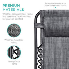 Load image into Gallery viewer, Best Choice Products Set of 2 Adjustable Steel Mesh Zero Gravity Lounge Chair Recliners w/Pillows and Cup Holder Trays, Gray