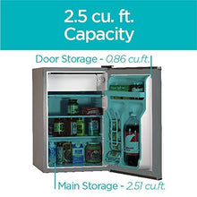 Load image into Gallery viewer, BLACK+DECKER BCRK25V Compact Refrigerator Energy Star Single Door Mini Fridge with Freezer, 2.5 Cubic Feet, VCM, Brushed Metal Finish