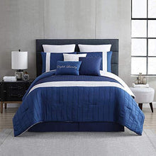 Load image into Gallery viewer, Amrapur Overseas 9-Piece Landon Embellished Comforter Set, Queen, Blue/Navy