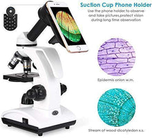 Load image into Gallery viewer, TELMU Microscope 40X-1000X Dual Cordless LED Illumination Lab Compound Monocular Microscopes with Optical Glass Lenses & 10 Slides