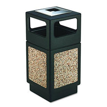 Load image into Gallery viewer, Safco Products Canmeleon Outdoor/Indoor Aggregate Panel Trash Can with Ash Urn 9473NC, Black, Decorative Fluted Panels, Stainless Steel Ashtray, Weather Resistant