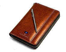Load image into Gallery viewer, Skyborne iTravel Wallet 2.0 | Leather Passport Travel Folio | Qi Cell Phone Power Bank Travel Wallet for Men | RFID Protected, Built-In Wireless Charging, Organizes Credit Cards, Boarding Passes