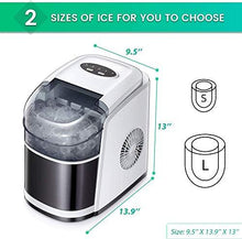 Load image into Gallery viewer, Kismile Countertop Ice Maker Machine,26Lbs/24H Compact Ice Makers,Portable Ice Cube Maker with self-Cleaning