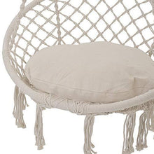 Load image into Gallery viewer, Patio Watcher Hammock Chair Macrame Swing with Cushion and Hanging Hardware Kits, Handmade Knitted Mesh Rope Swing Chair for Indoor, Outdoor, Home, Bedroom, Patio, Yard,Deck, Garden