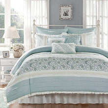 Load image into Gallery viewer, Madison Park Dawn Queen Size Bed Comforter Set Bed In A Bag - Dawn shabby Chic, Blue – 9 Pieces Bedding Sets – 100% Cotton Percale Bedroom Comforters