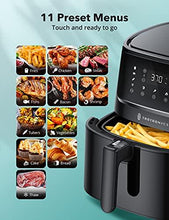Load image into Gallery viewer, TaoTronics Air Fryer, Max XL 6 Quart 1750W 11-in-1 Airfryer Oven with Basket & Touch Panel, 11 Preset Menus 50 Recipes Cookbook for Roast, Preheat, Bake, Nonstick Easy Clean, Black