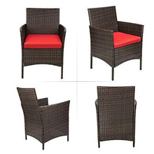 Load image into Gallery viewer, Devoko Patio Porch Furniture Sets 3 Pieces PE Rattan Wicker Chairs with Table Outdoor Garden Furniture Sets (Brown/Red)