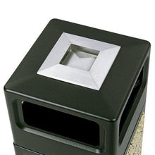 Load image into Gallery viewer, Safco Products Canmeleon Outdoor/Indoor Aggregate Panel Trash Can with Ash Urn 9473NC, Black, Decorative Fluted Panels, Stainless Steel Ashtray, Weather Resistant