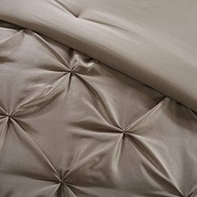 Load image into Gallery viewer, Madison Park Essentials Room in a Bag Faux Silk Comforter Set-Luxe Diamond Tufting All Season Bedding, Matching Curtains, Decorative Pillows, Queen(90"x90"), Taupe