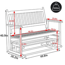 Load image into Gallery viewer, MUPATER Patio Glider Swing Bench Porch Loveseat Chair for Outdoor, 2-Person Wooden Garden Rocking Seating for Outside, White