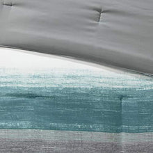 Load image into Gallery viewer, Madison Park Essentials Cozy Bed in a Bag Comforter, Vibrant Color Design All Season Down Alternative Cover with Complete Sheet Set, Queen(90"x90"), Stripe Aqua