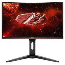 Load image into Gallery viewer, AOC CQ27G1 27" Curved Frameless Gaming Monitor QHD/2K, 1ms, 144Hz, FreeSync, DisplayPort/HDMI/VGA, Height adjustable, 3-Year Zero-Bright Dot, Black/Red