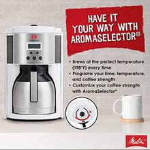 Load image into Gallery viewer, Melitta Aroma Enhance Drip Coffee Maker with Double Wall Vacuum Stainless Steel Carafe | Capacity: 10 cups | Includes 5 Melitta Coffee Filters #4 (White)