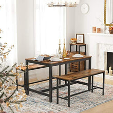 Load image into Gallery viewer, VASAGLE Dining Bench, Table Benches, Pair of 2, Industrial Style Indoor Benches, 42.5 x 12.8 x 19.7 Inches, Steel Frame, for Kitchen, Dining Room, Living Room, Rustic Brown and Black UKTB33X