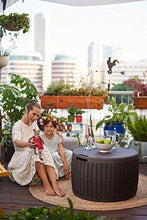 Load image into Gallery viewer, Keter Circa 37 Gallon Round Deck Box, Patio Table for Outdoor Cushion Storage, Brown
