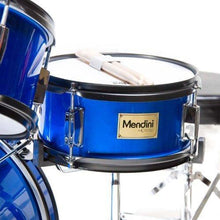 Load image into Gallery viewer, Mendini By Cecilio Drum Set For Kids/Junior - 16-Inch, 5-Piece, Blue Metallic - Starter Drums Kit w/Adjustable Throne, Cymbal, Pedal & Drumsticks - MJDS-5-BL