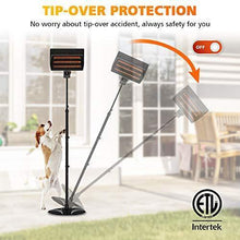 Load image into Gallery viewer, PATIOBOSS Electric Outdoor Patio Heater, Standing/Wall Mounted Infrared Space Heater 3 Power Modes with Remote Control and 12-Hour Timer Quiet Water-Resistant for Indoor/Outdoor Use Garage Porch