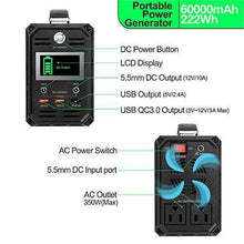 Load image into Gallery viewer, 300W Solar Generator, FlashFish 60000mAh Portable Power Station Camping Potable Generator, CPAP Battery Recharged by Solar Panel/Wall Outlet/Car, 110V AC Out/DC 12V /QC USB Ports for CPAP Camp Travel