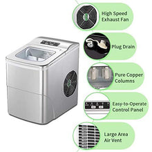 Load image into Gallery viewer, AGLUCKY Counter top Ice Maker Machine,Compact Automatic Ice Maker,9 Cubes Ready in 6-8 Minutes,Portable Ice Cube Maker with Scoop and Basket,Perfect For Home/Kitchen/Office/Bar (Silver)