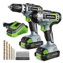 Load image into Gallery viewer, WORKPRO 20V Cordless Drill Combo Kit, Drill Driver and Impact Driver with 2x 2.0Ah Batteries and 1 Hour Fast Charger