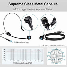 Load image into Gallery viewer, Wireless Headset Lavalier Microphone System -Alvoxcon Dual Wireless Lapel Mic Compatible with iPhone, DSLR Camera, PA Speaker, YouTube, Podcast, Video Recording, Conference, Vlog, Church, Interview
