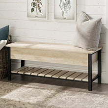 Load image into Gallery viewer, Walker Edison Julian Rustic Farmhouse Lift Top Entry Bench with Bottom Rack, 48 Inch - White Oak