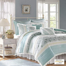 Load image into Gallery viewer, Madison Park Dawn Queen Size Bed Comforter Set Bed In A Bag - Dawn shabby Chic, Blue – 9 Pieces Bedding Sets – 100% Cotton Percale Bedroom Comforters