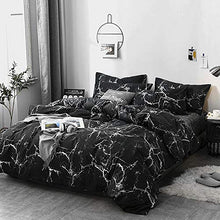 Load image into Gallery viewer, Jumeey Black Marble Comforter Set Queen Marble Comforter Set Full Size Bedding Black and Grey Comforter Cotton Boys Men Abstract Black Comforter Queen Women Modern Black and White Bedding Sets Full